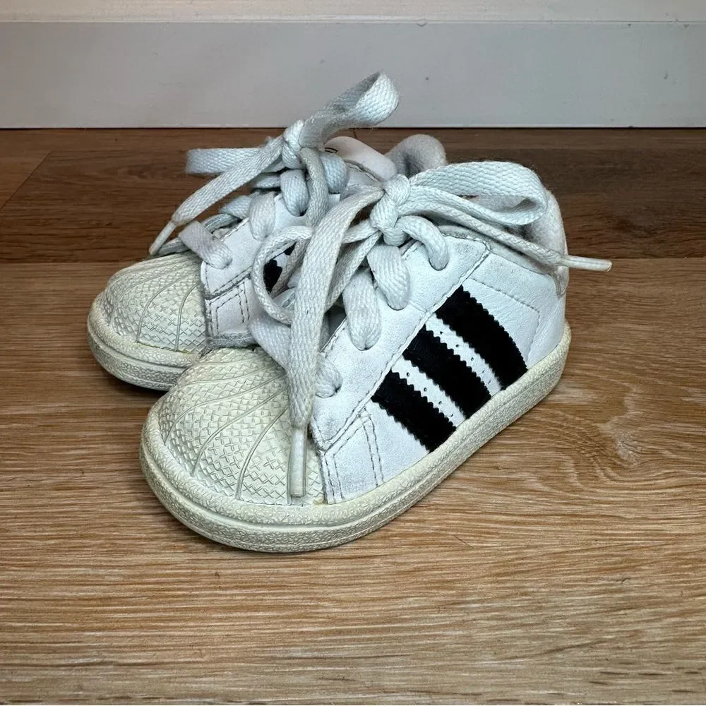 Adidas Unisex Baby Size 4.5 Superstar Lace Up Sneaker Shoes